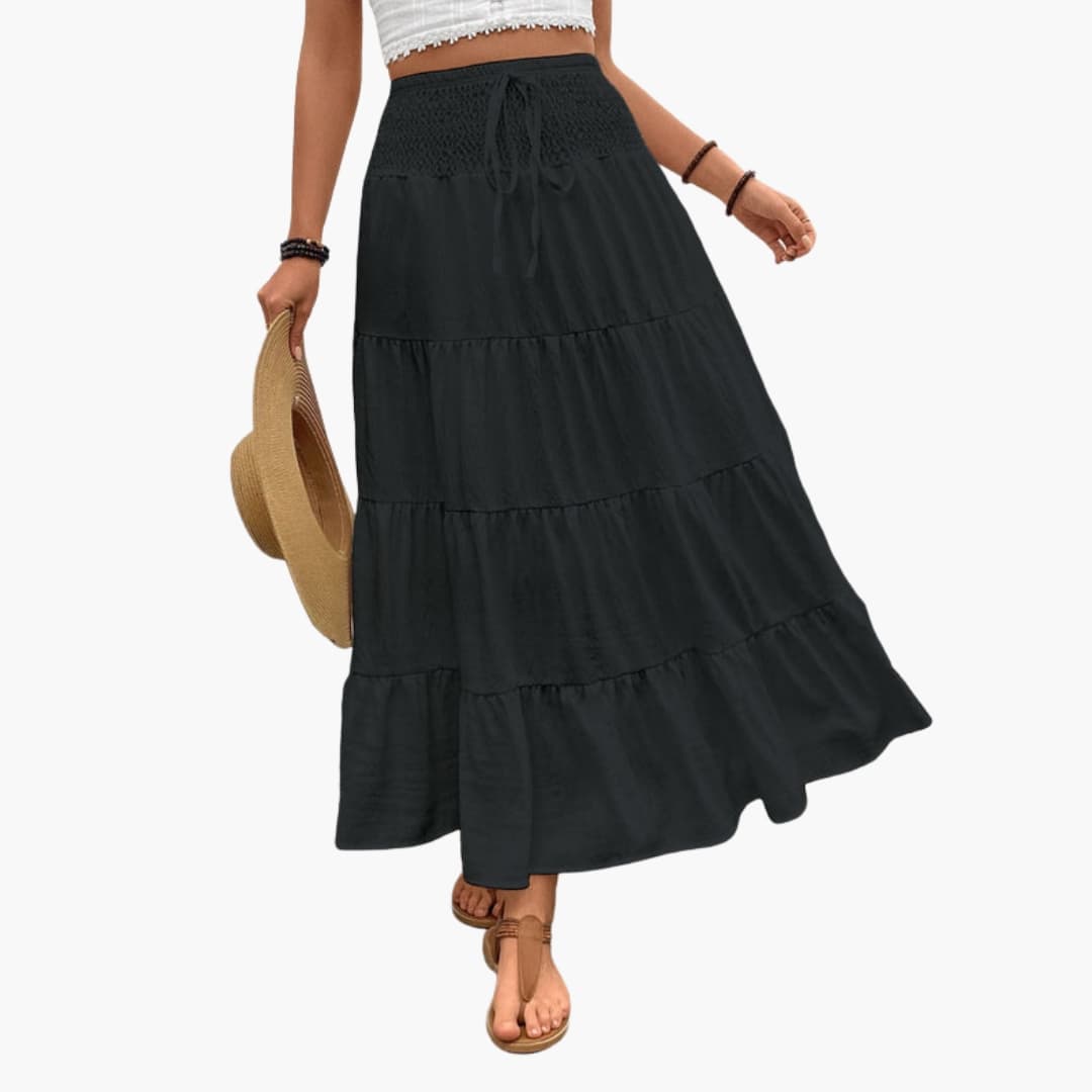 Women's Maxi Skirt Elastic Waist Ruffle Layers