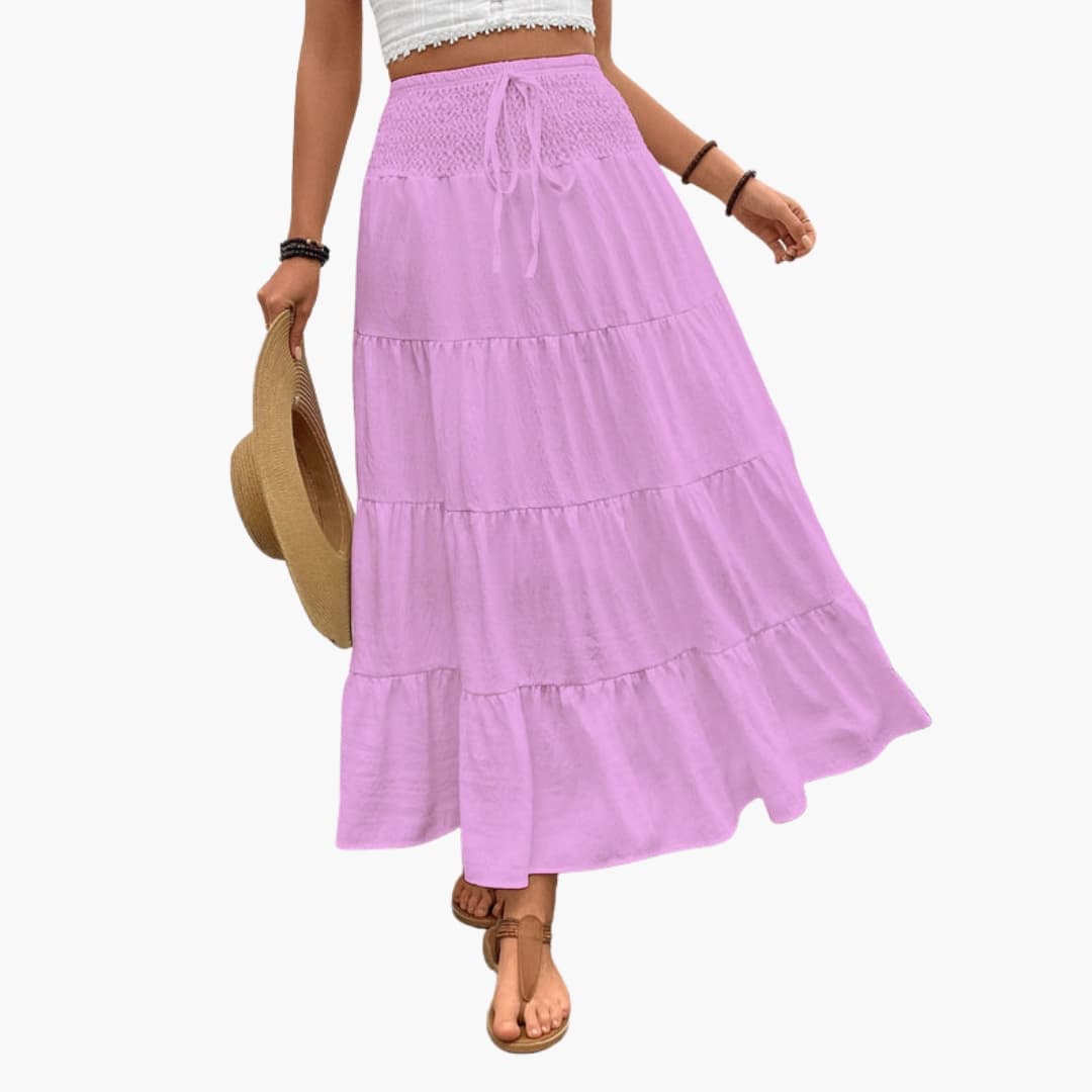 Women's Maxi Skirt Elastic Waist Ruffle Layers