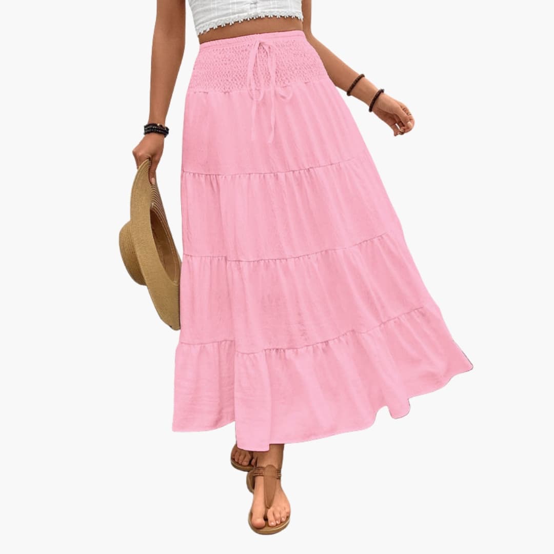 Women's Maxi Skirt Elastic Waist Ruffle Layers