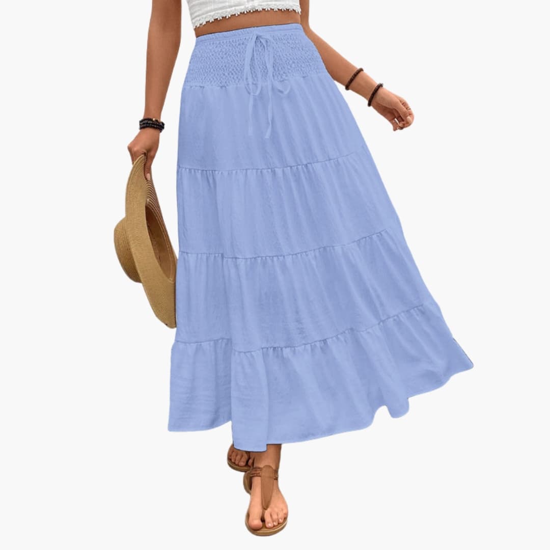Women's Maxi Skirt Elastic Waist Ruffle Layers