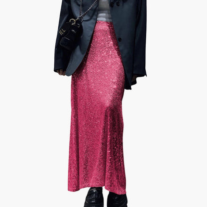 Women's High Waist Maxi Skirt Sequin - Fashinoza