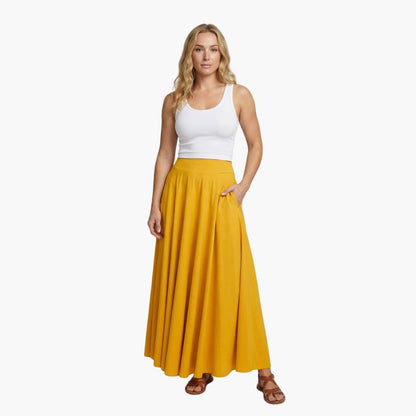 Women's High Waist Maxi Skirt With Side Pockets - Fashinoza