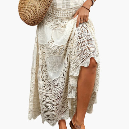 Women's High Waist Maxi Skirt Lace Panels