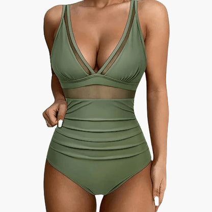 Women's Mesh One Piece Swimsuit High Cut Leg