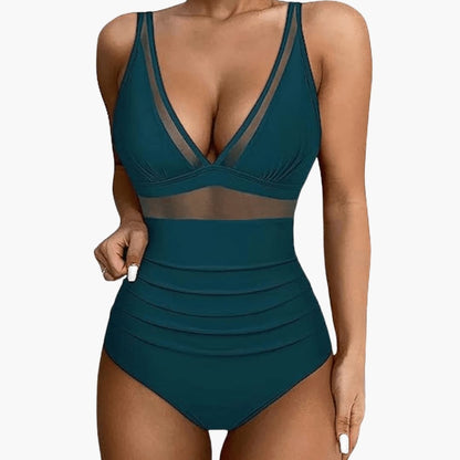 Women's Mesh One Piece Swimsuit High Cut Leg