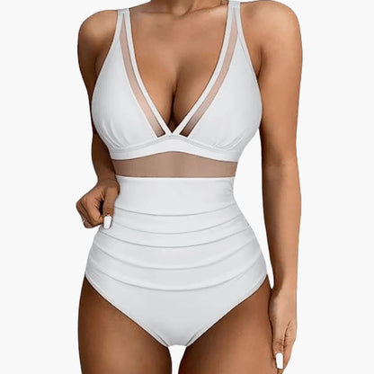 Women's Mesh One Piece Swimsuit High Cut Leg