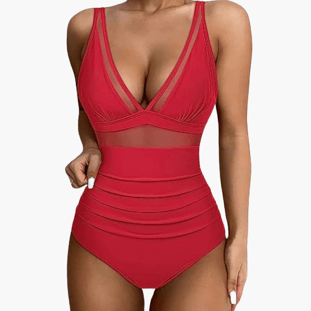 Women's Mesh One Piece Swimsuit High Cut Leg