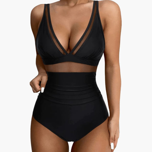 Women's Mesh One Piece Swimsuit High Cut Leg - Fashinoza