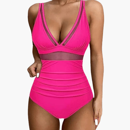 Women's Mesh One Piece Swimsuit High Cut Leg