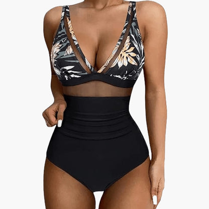 Women's Mesh One Piece Swimsuit High Cut Leg
