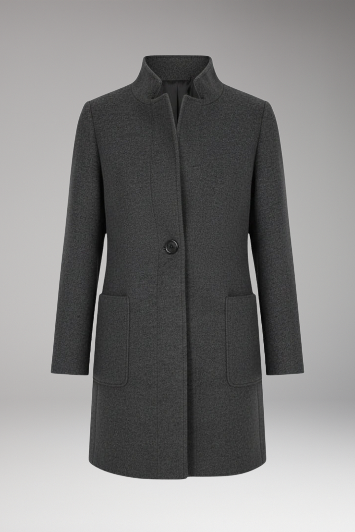 Women's Mid Length Coat Stand Collar - 
Fashinoza