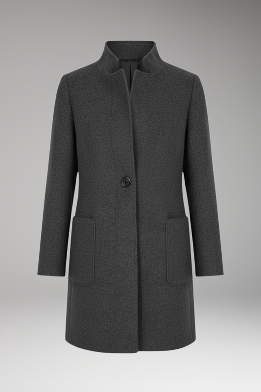Women's Mid Length Coat Stand Collar - 
Fashinoza