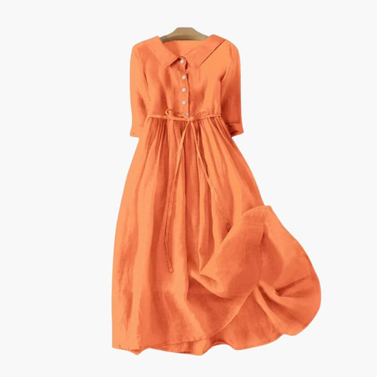 Women's Short Sleeve Midi Dress Loose Fit Summer - Fashinoza