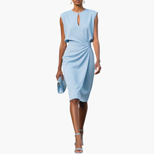 Women's Short Sleeve Fitted Midi Dress - Fashinoza