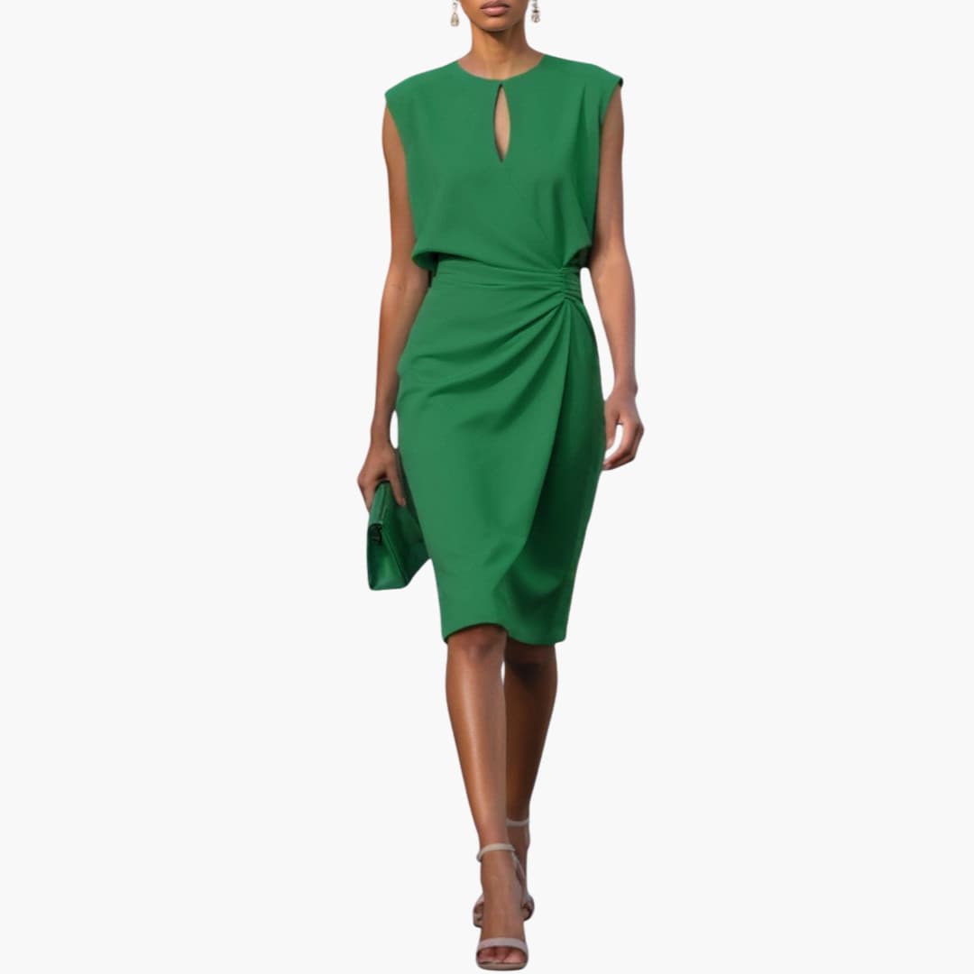 Women's Short Sleeve Fitted Midi Dress