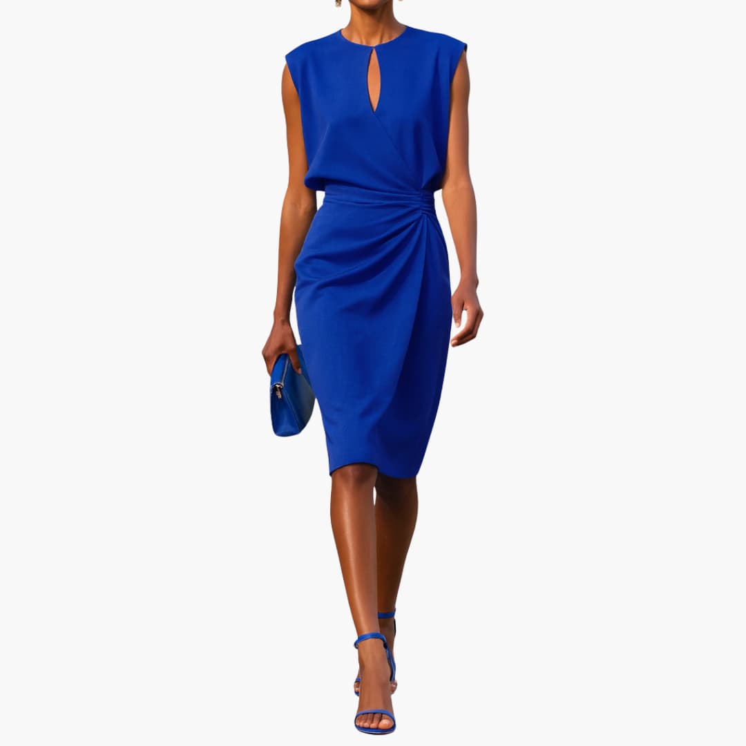 Women's Short Sleeve Fitted Midi Dress