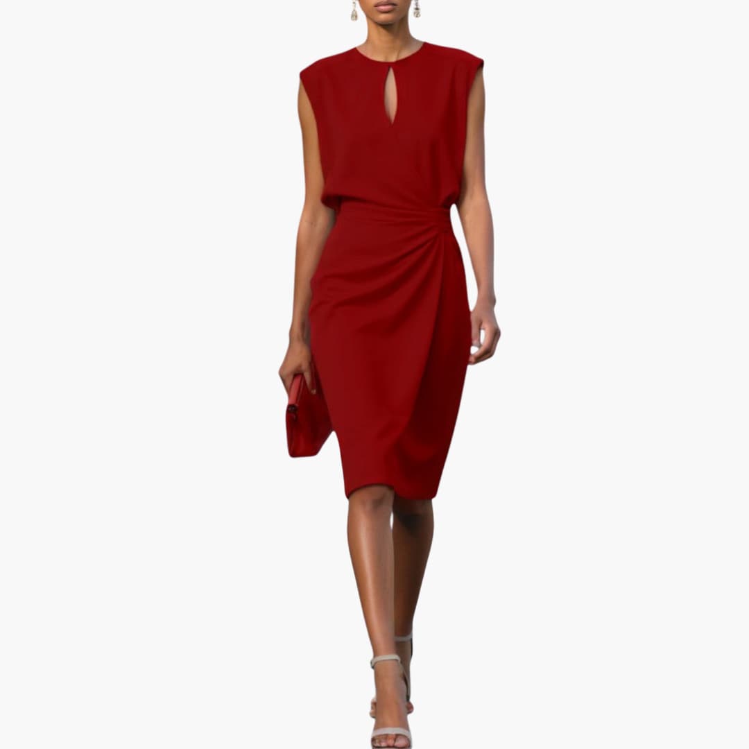 Women's Short Sleeve Fitted Midi Dress