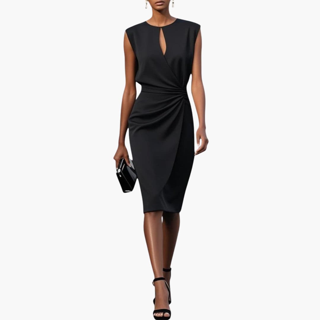 Women's Short Sleeve Fitted Midi Dress