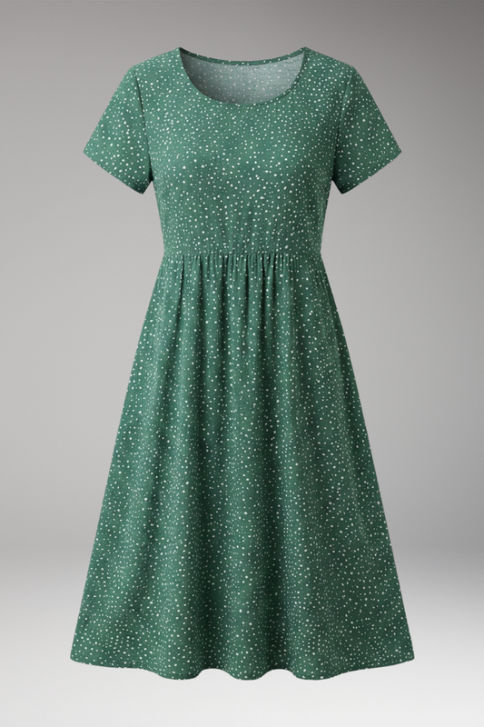 Women's Floral Midi Dress Round Neckline - 
Fashinoza
