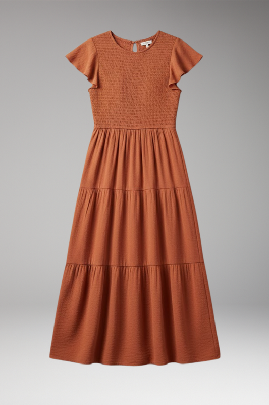 Women's Midi Dress Short Sleeve Relaxed Fit - 
Fashinoza