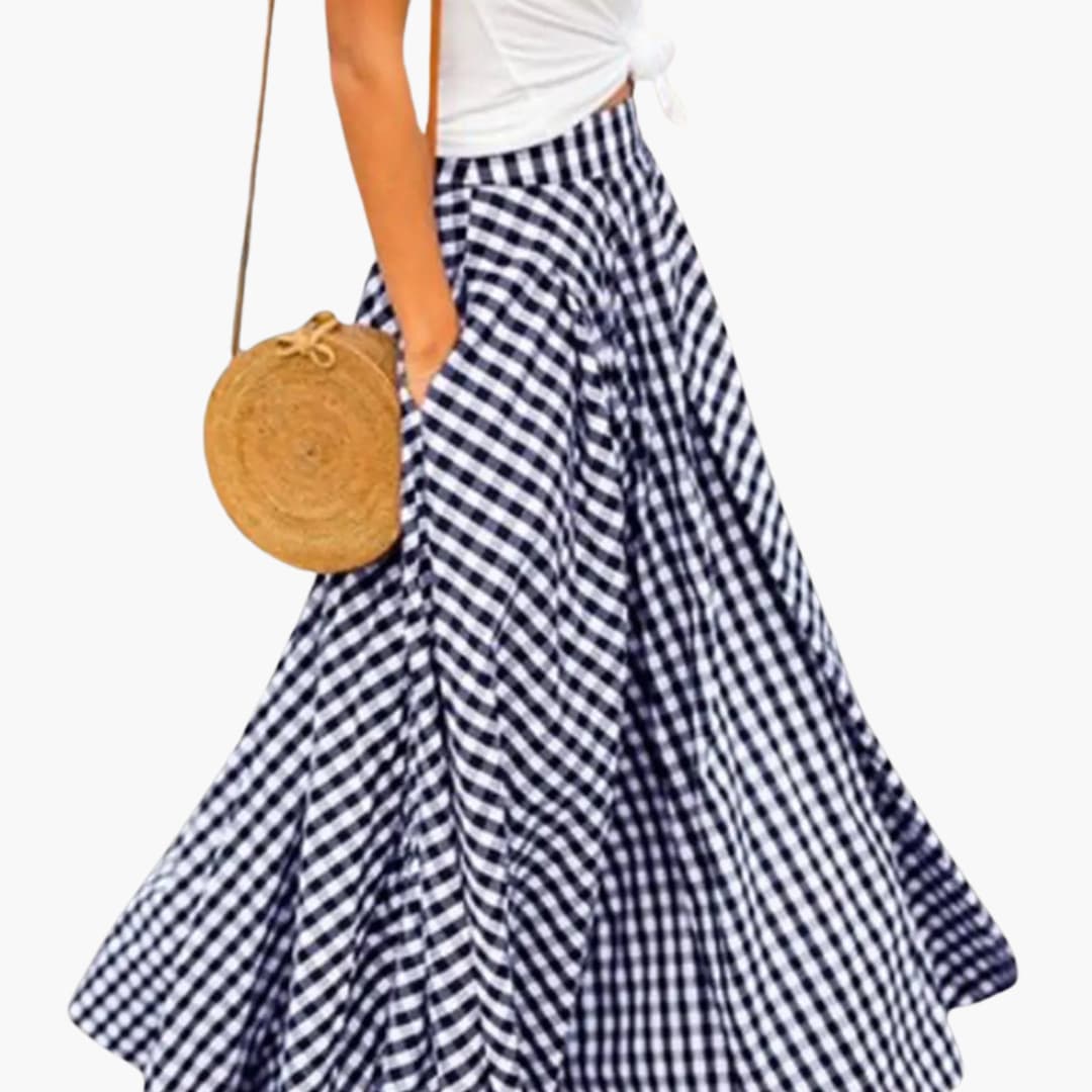 Women's Elastic Waist Midi Skirt Adjustable Hem