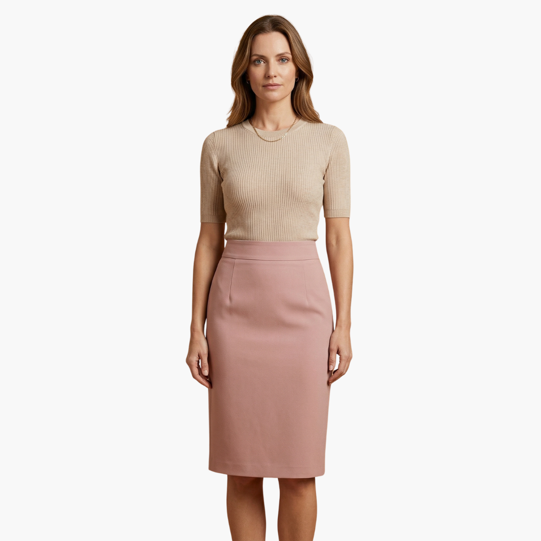 Women's Elastic Waist Midi Skirt Flared Hem - Fashinoza