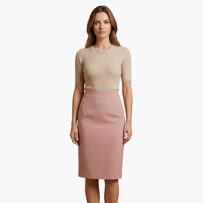 Women's Elastic Waist Midi Skirt Flared Hem - Fashinoza