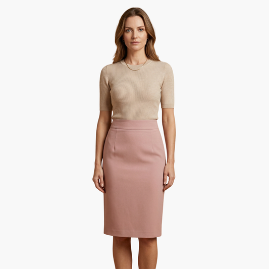 Women's Elastic Waist Midi Skirt Flared Hem - Fashinoza