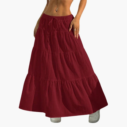 Women's Lace Up Midi Skirt Straight Hem