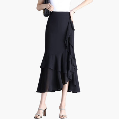 Women's Midi Skirt Elastic Waistband Side Split