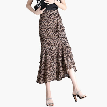 Women's Midi Skirt Elastic Waistband Side Split