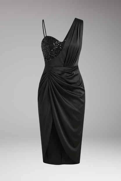 Women's Ruched Midi Dress Side Slit - 
Fashinoza