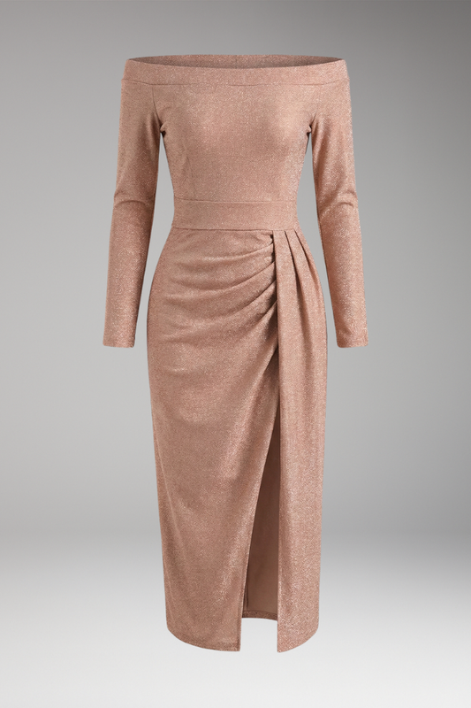 Women's Long Sleeve Off Shoulder Dress - 
Fashinoza