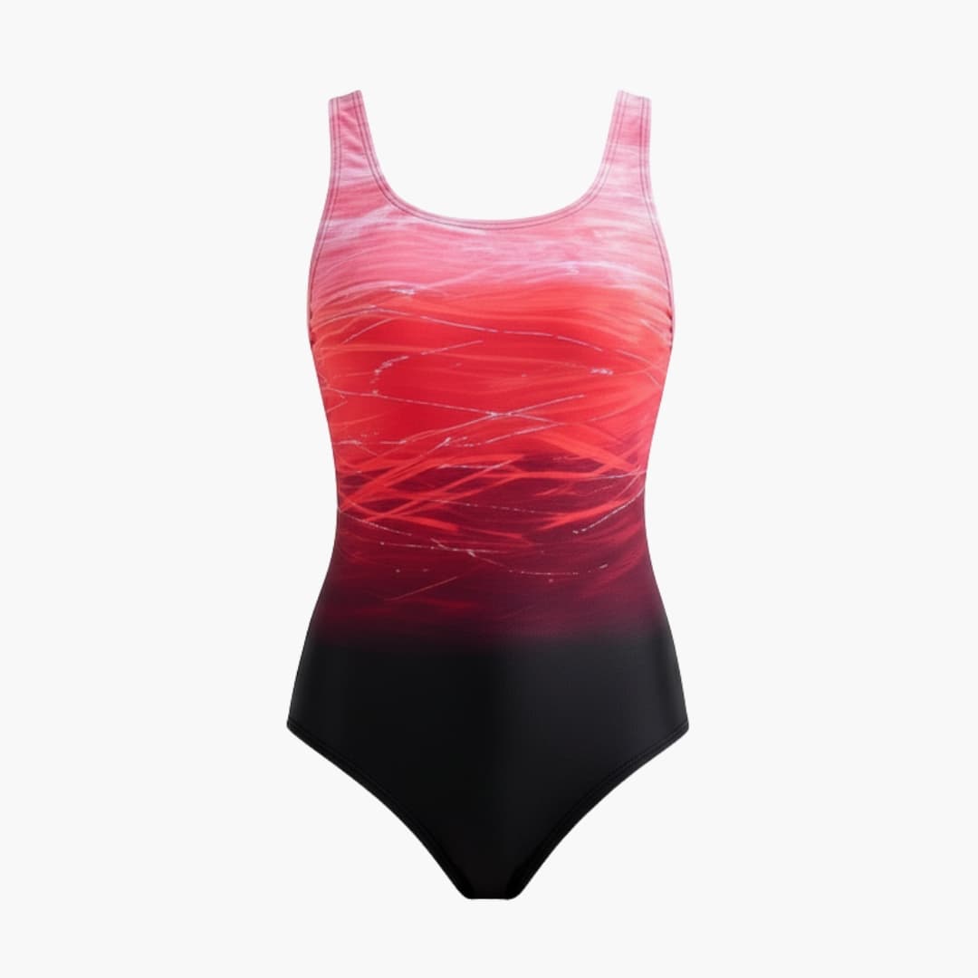 Women's Ombre Swimsuit Round Neck Striped Back One Piece