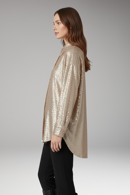 Women's Sequined Blouse Oversized Structured