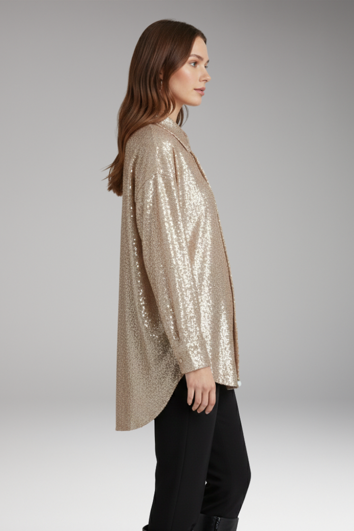 Women's Sequined Blouse Oversized Structured
