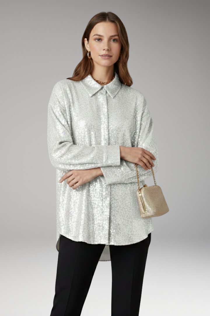 Women's Sequined Blouse Oversized Structured