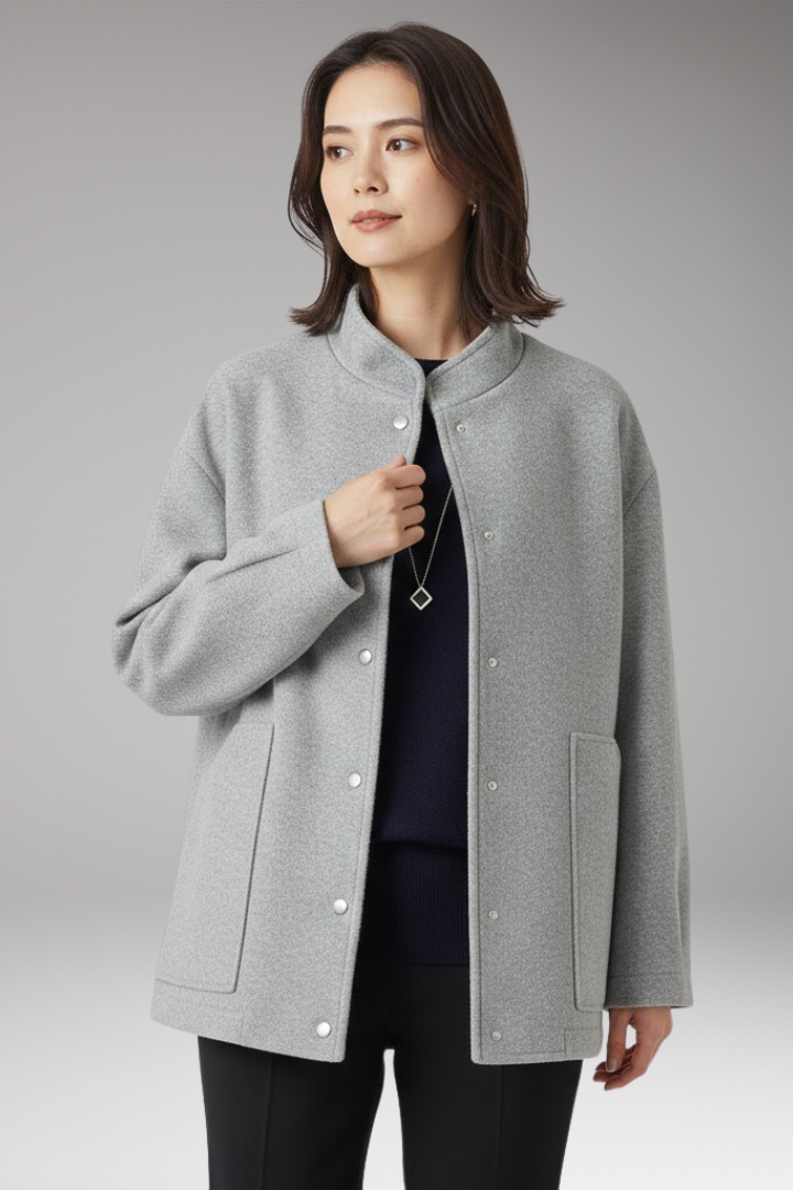Women's Bomber Jacket Oversized Snap Button Closure