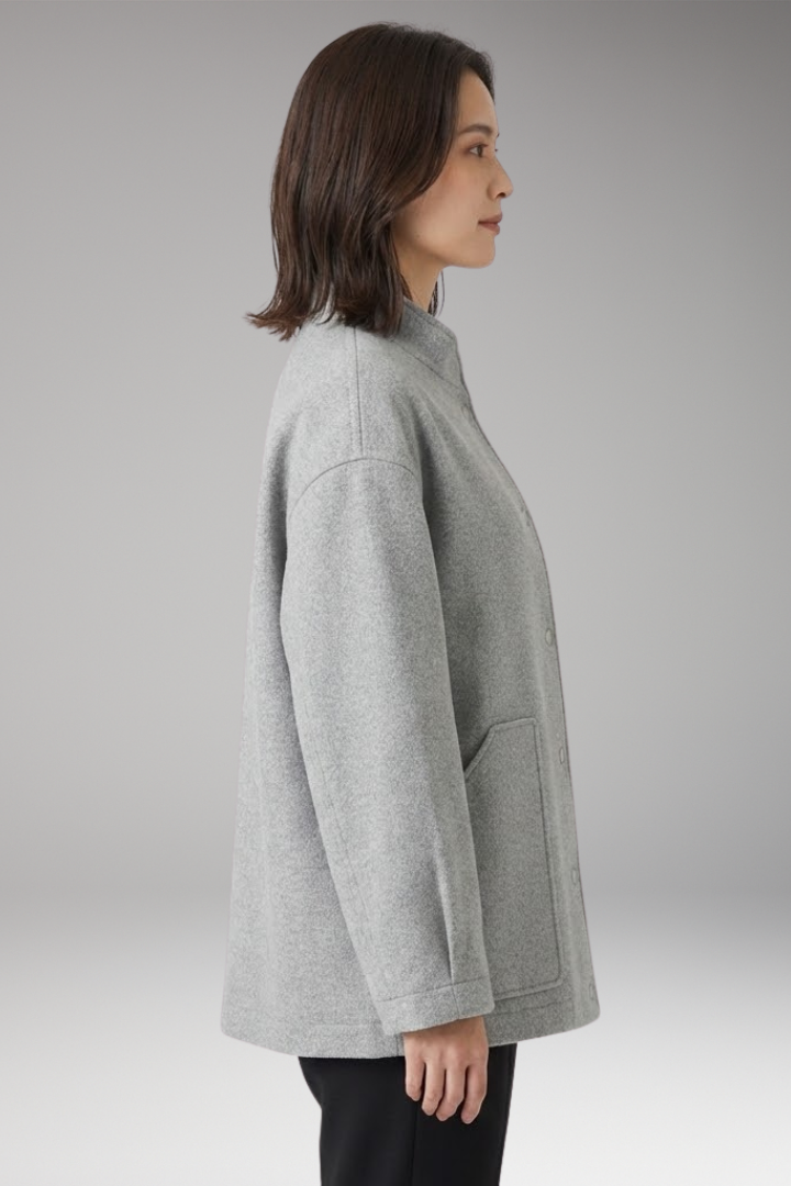 Women's Bomber Jacket Oversized Snap Button Closure
