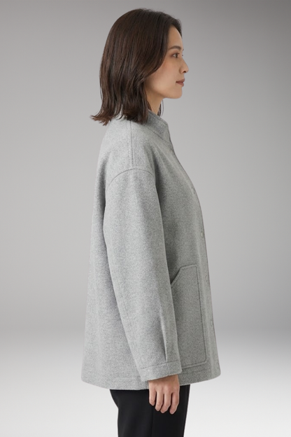Women's Bomber Jacket Oversized Snap Button Closure