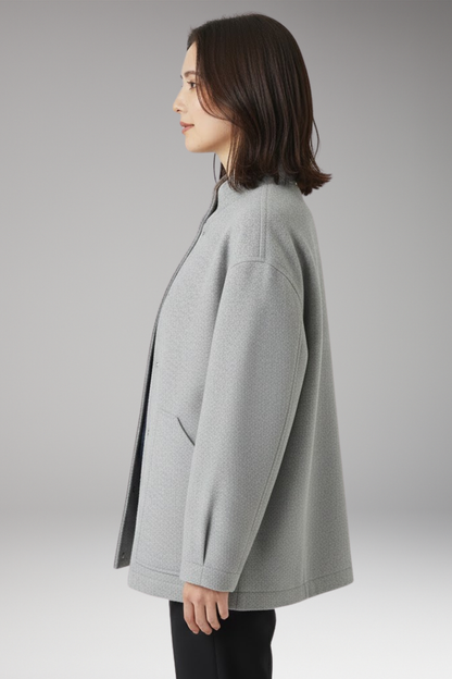 Women's Bomber Jacket Oversized Snap Button Closure