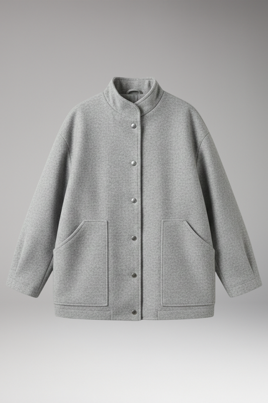 Women's Bomber Jacket Oversized Snap Button Closure - 
Fashinoza