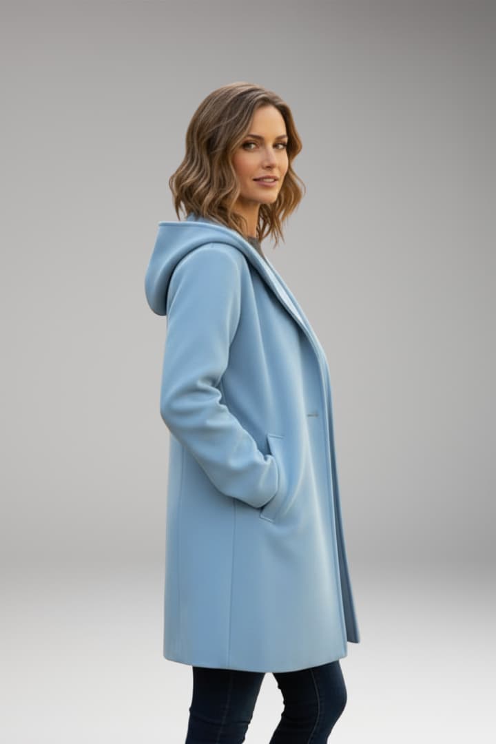 Women's Oversized Wool Coat Wide Lapel Hidden Closure