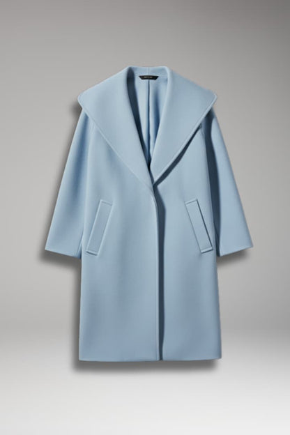 Women's Oversized Wool Coat Wide Lapel Hidden Closure - 
Fashinoza