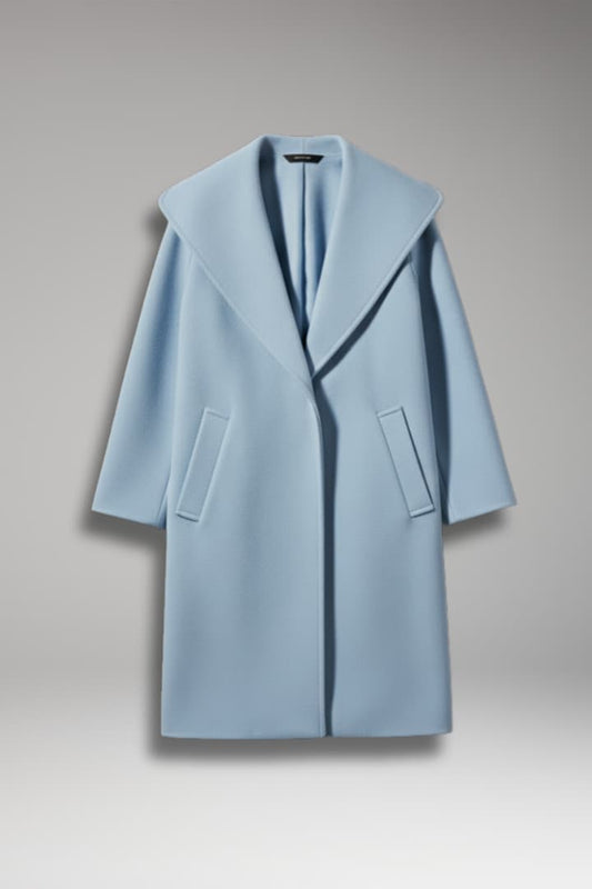 Women's Oversized Wool Coat Wide Lapel Hidden Closure - 
Fashinoza