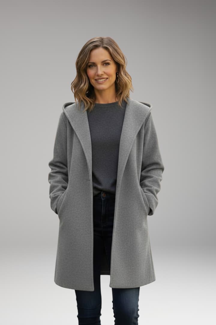 Women's Oversized Wool Coat Wide Lapel Hidden Closure
