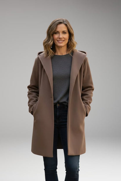 Women's Oversized Wool Coat Wide Lapel Hidden Closure