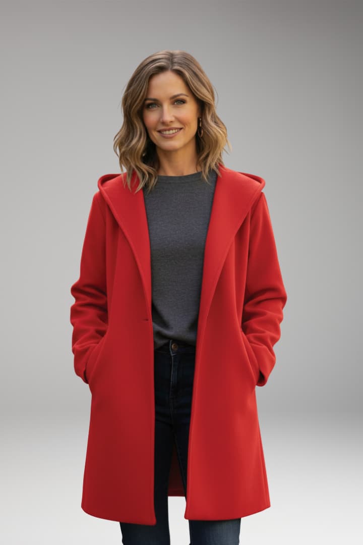 Women's Oversized Wool Coat Wide Lapel Hidden Closure