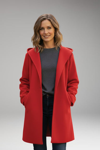 Women's Oversized Wool Coat Wide Lapel Hidden Closure