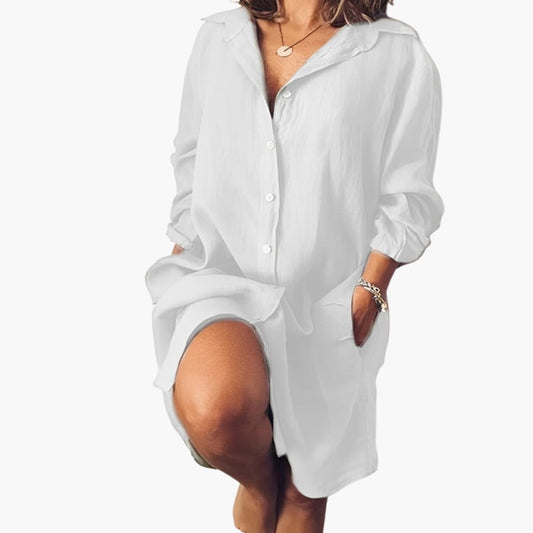 Women's Long Sleeve Button-Up Shirt - Fashinoza